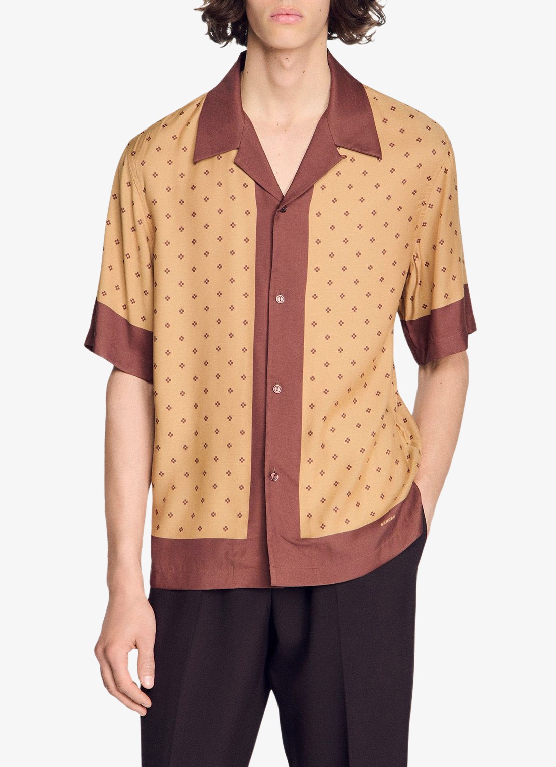 Sandro Regular fit overhemd met print - detail camel
