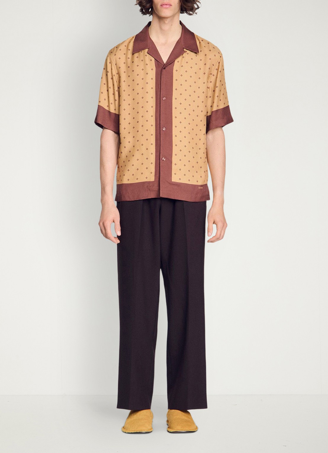 Sandro Regular fit overhemd met print - voorkant 6 camel