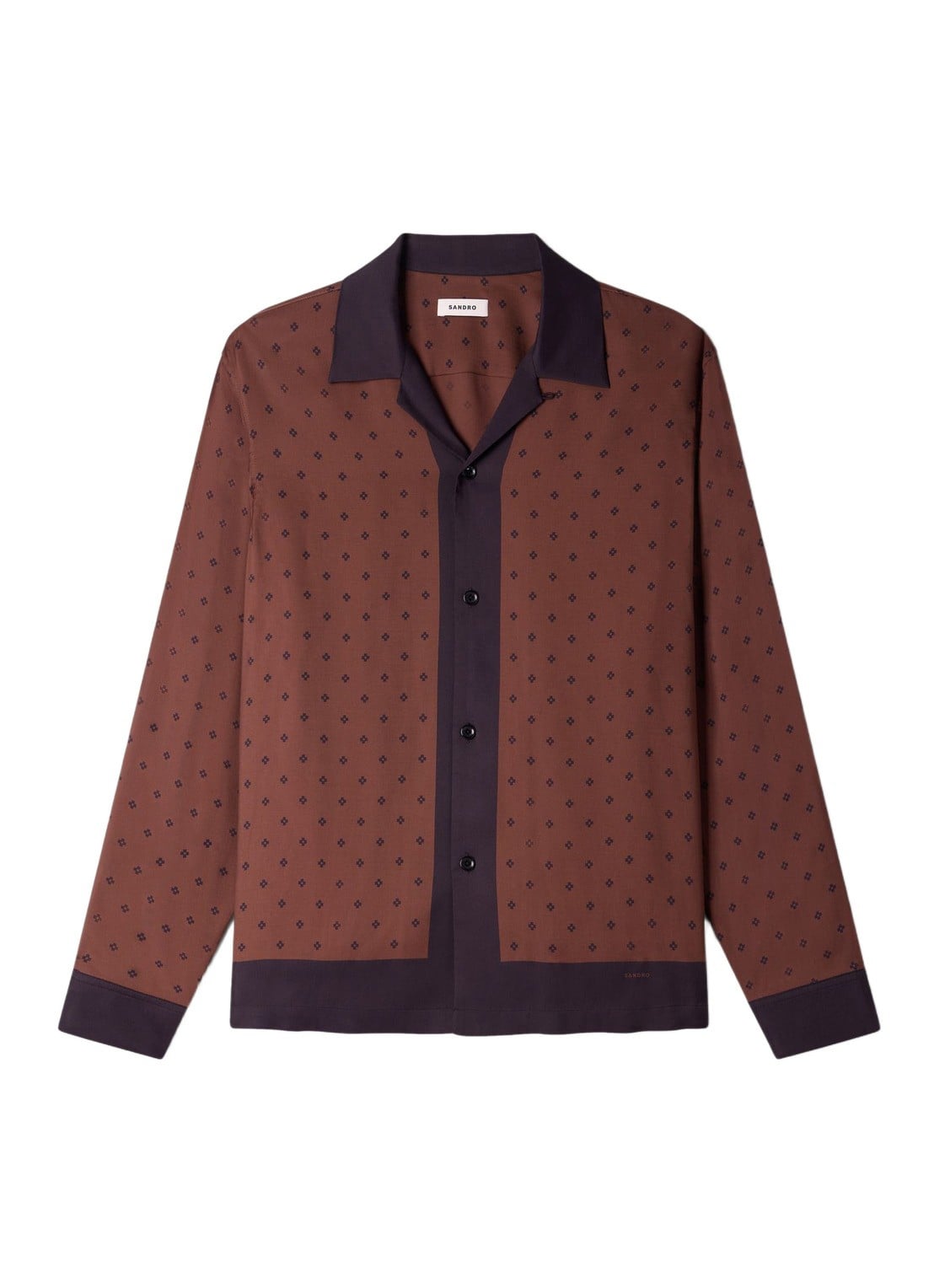 Sandro Regular fit overhemd met print - voorkant bruin