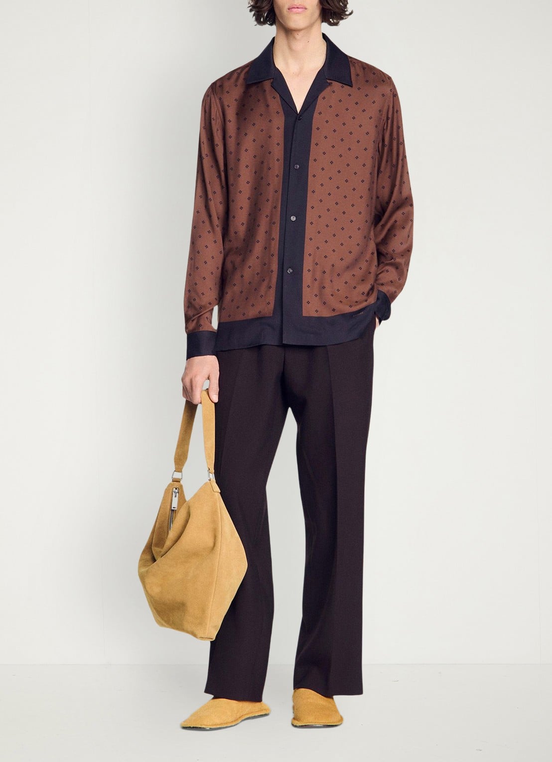 Sandro Regular fit overhemd met print - voorkant 2 bruin