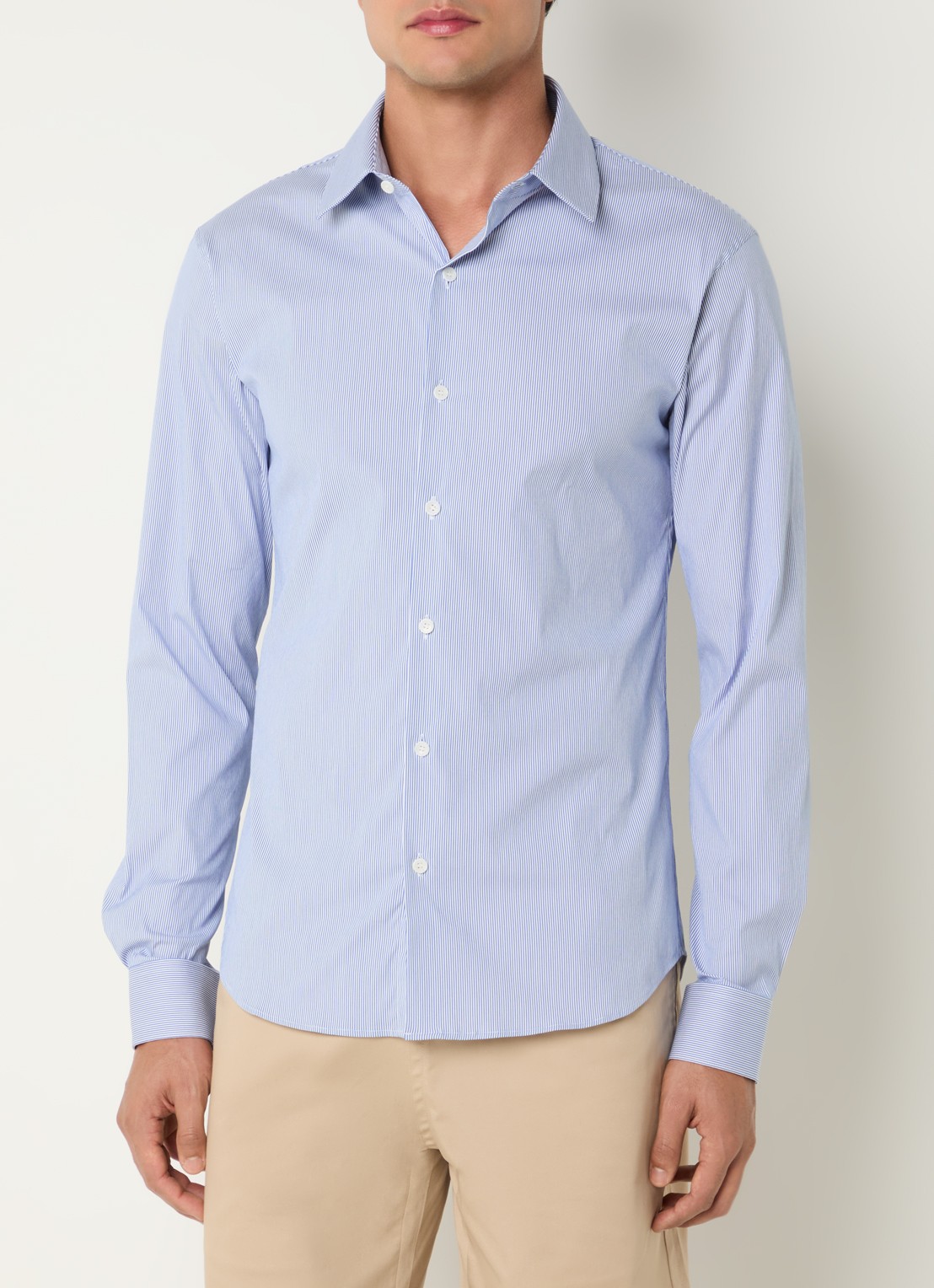 Sandro Regular fit overhemd met streepprint - detail 3 staalblauw