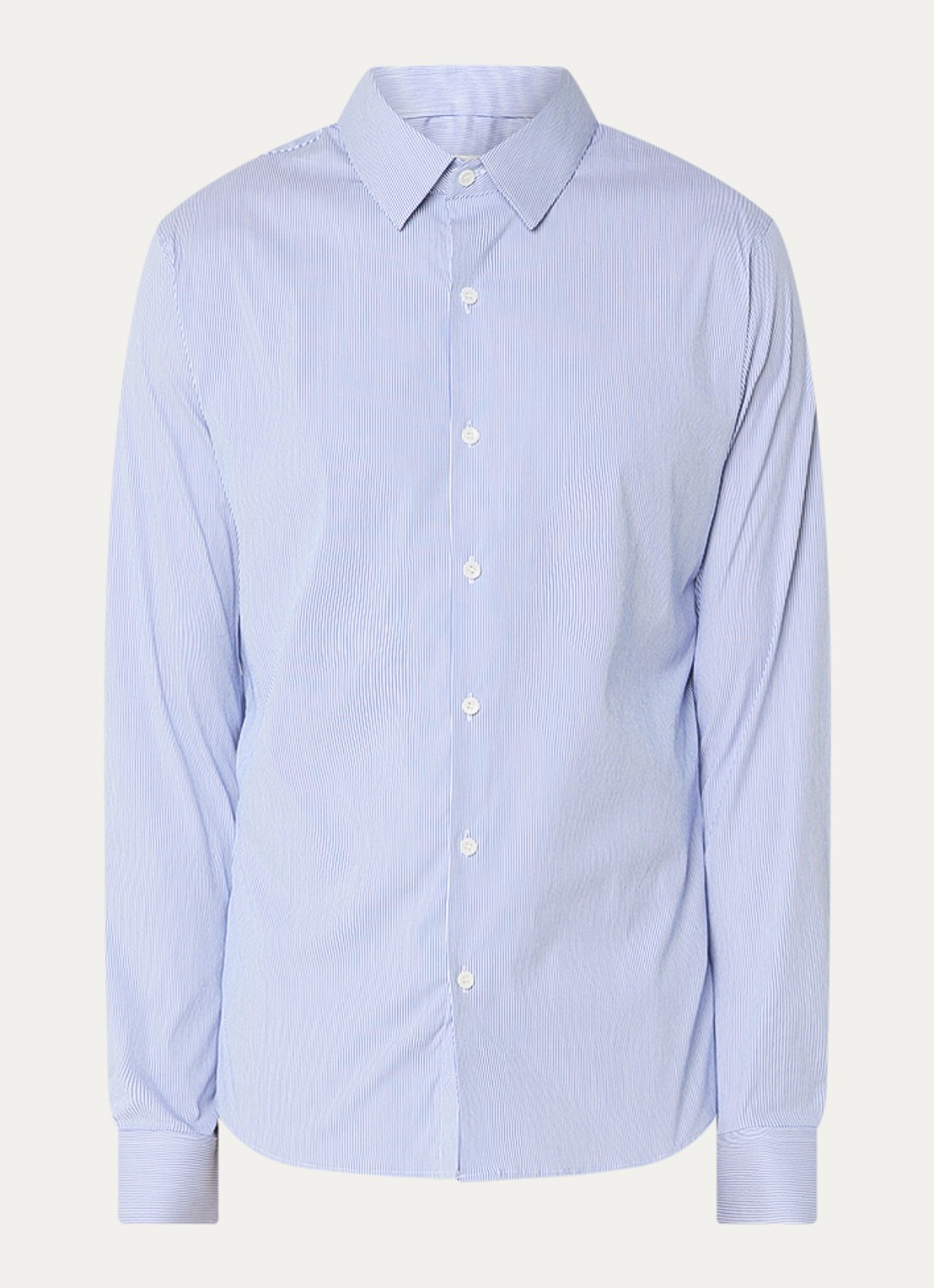 Sandro Regular fit overhemd met streepprint - voorkant staalblauw