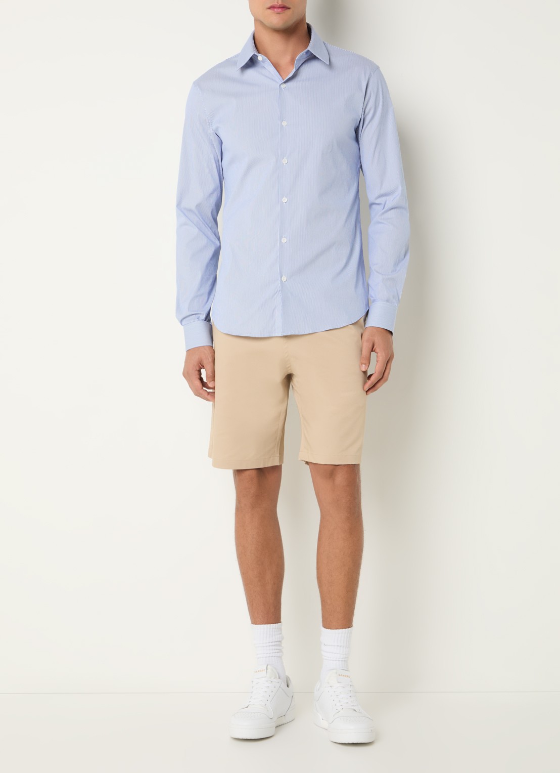 Sandro Regular fit overhemd met streepprint - voorkant 2 staalblauw