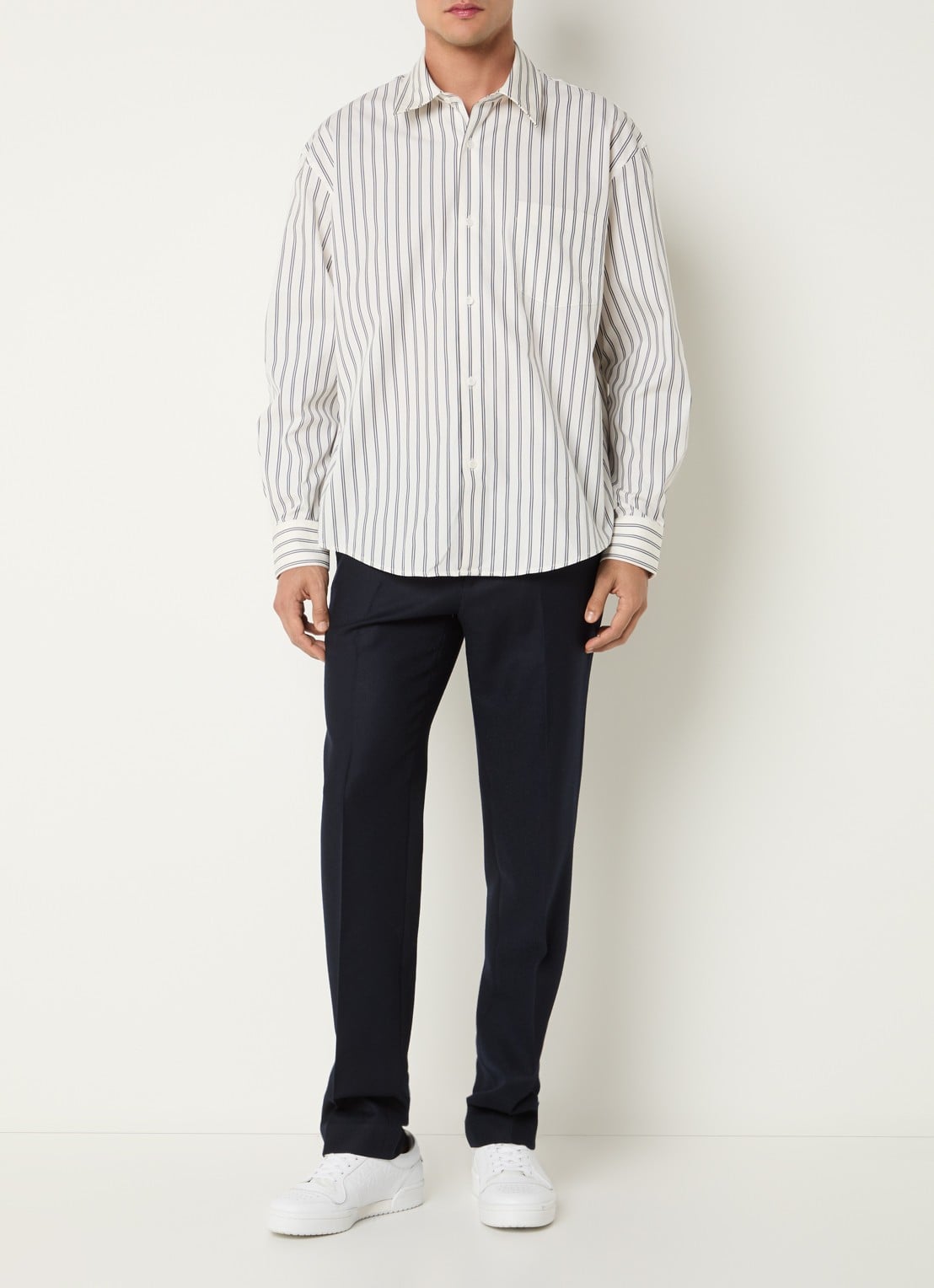 Sandro Regular fit overhemd met streepprint - voorkant 2 gebroken wit