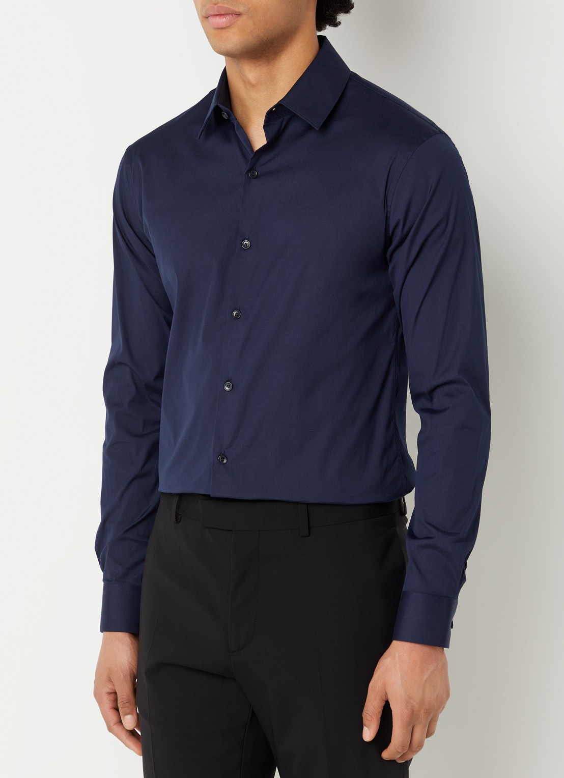 Sandro Regular fit overhemd met stretch - detail 3 lichtblauw
