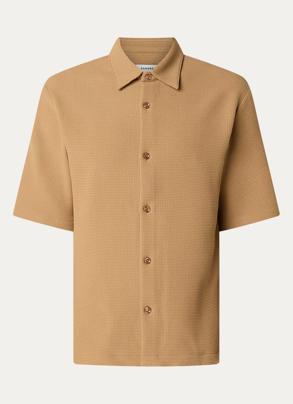 Sandro Regular fit overhemd met stretch - voorkant camel
