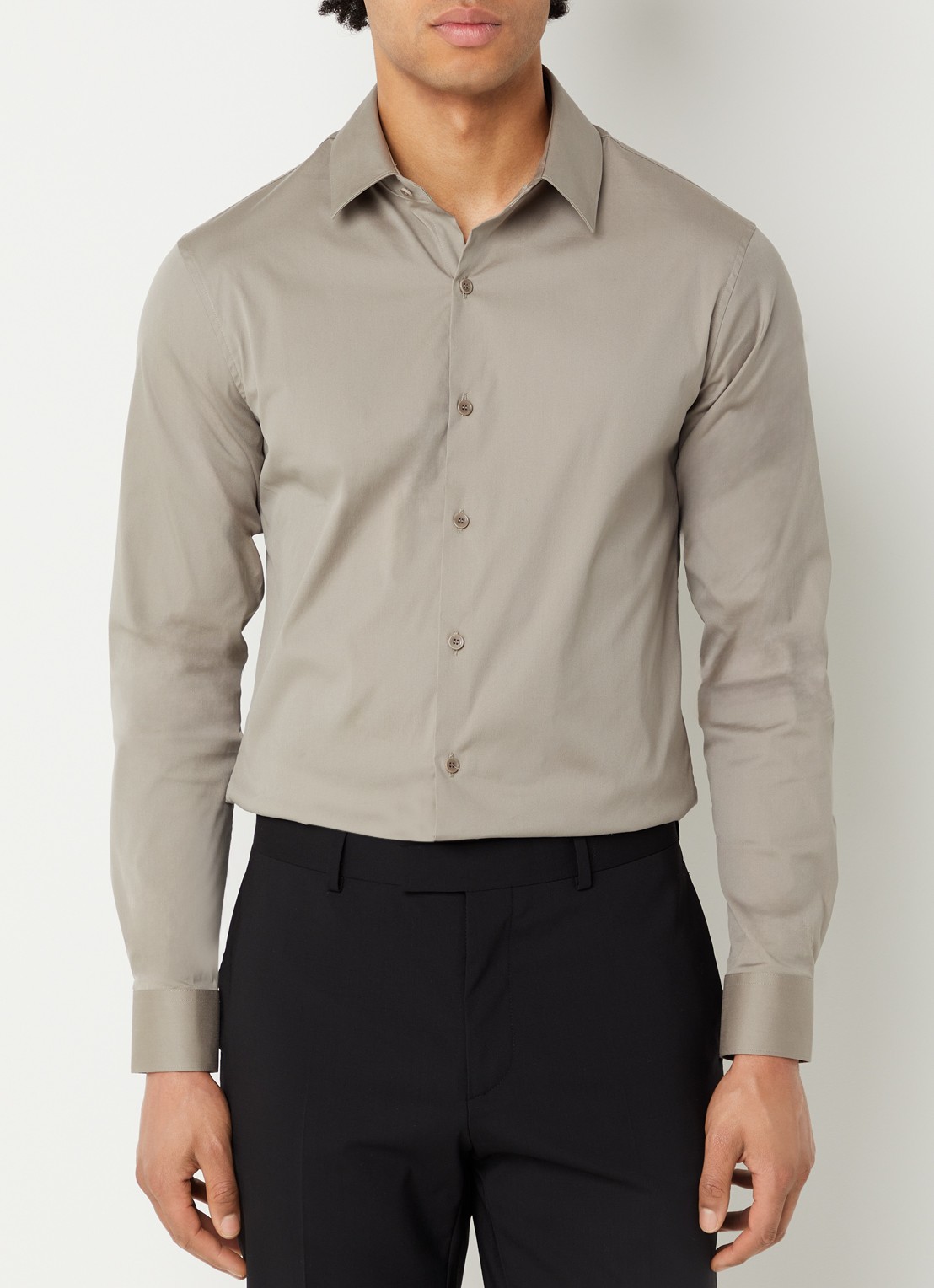 Sandro Regular fit overhemd met stretch - detail 3 donkerkhaki