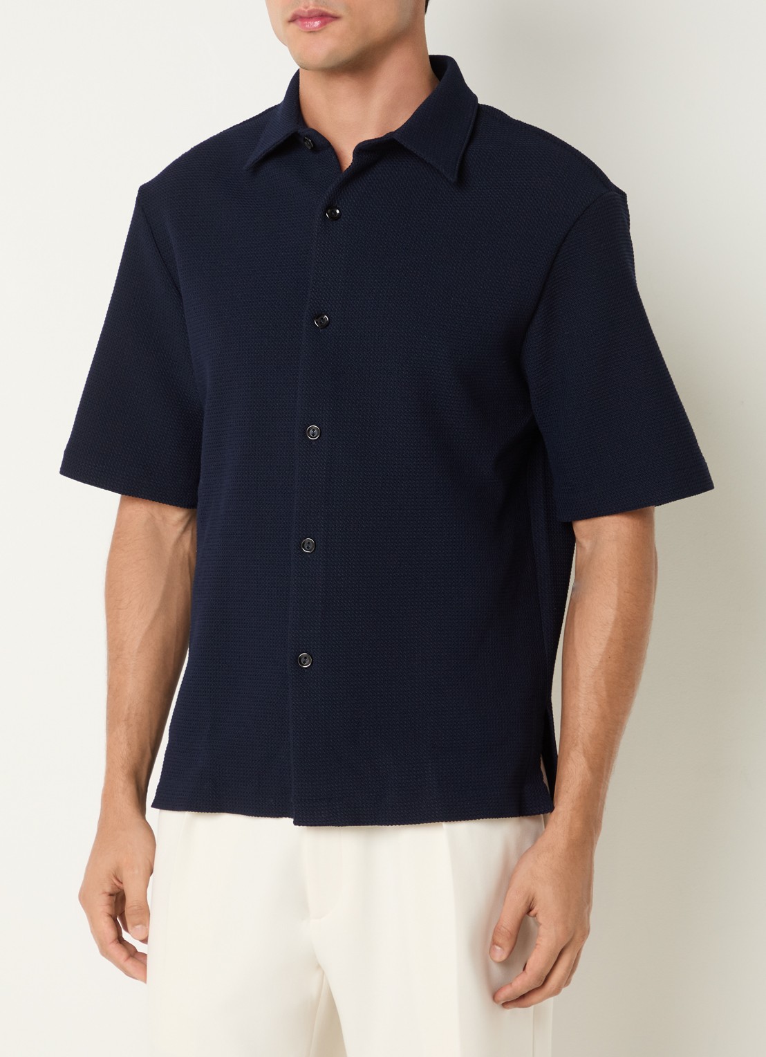 Sandro Regular fit overhemd met stretch - detail 4 donkerblauw