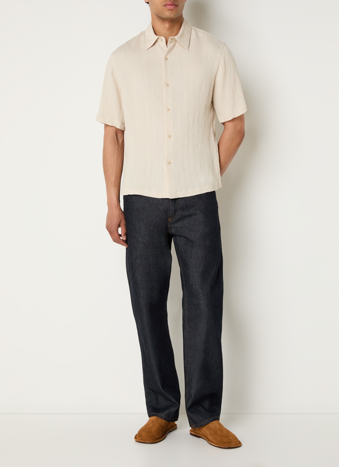 Sandro Regular fit overhemd met structuur - voorkant 4 beige