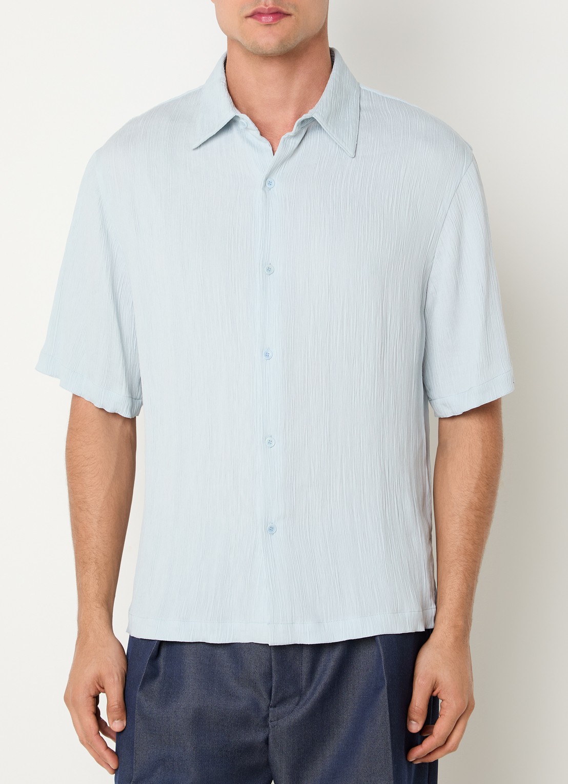 Sandro Regular fit overhemd met structuur - detail 3 lichtblauw