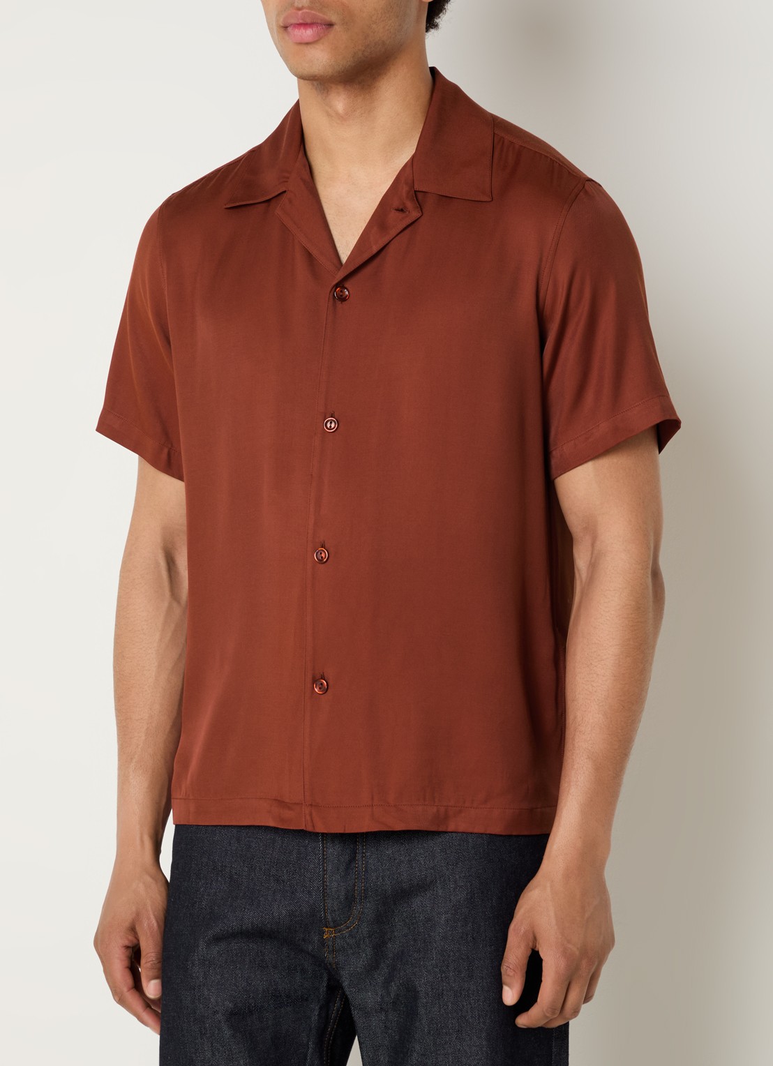 Sandro Regular fit overhemd met V-hals - detail steenrood