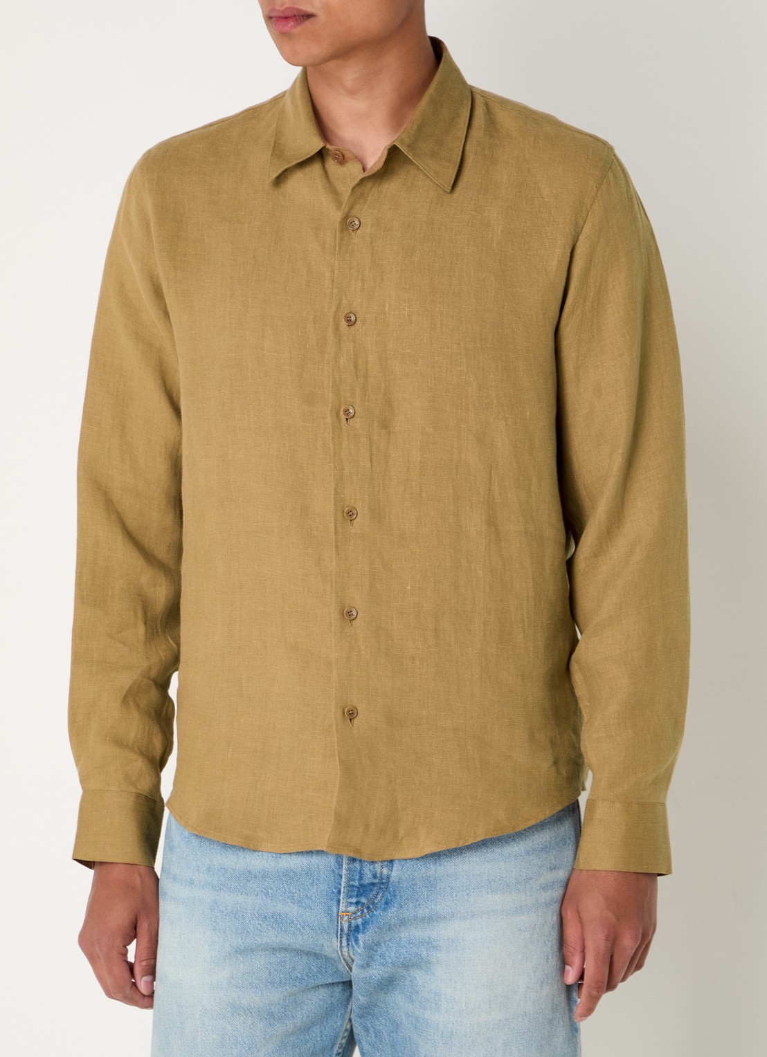 Sandro Regular fit overhemd van linnen - detail camel