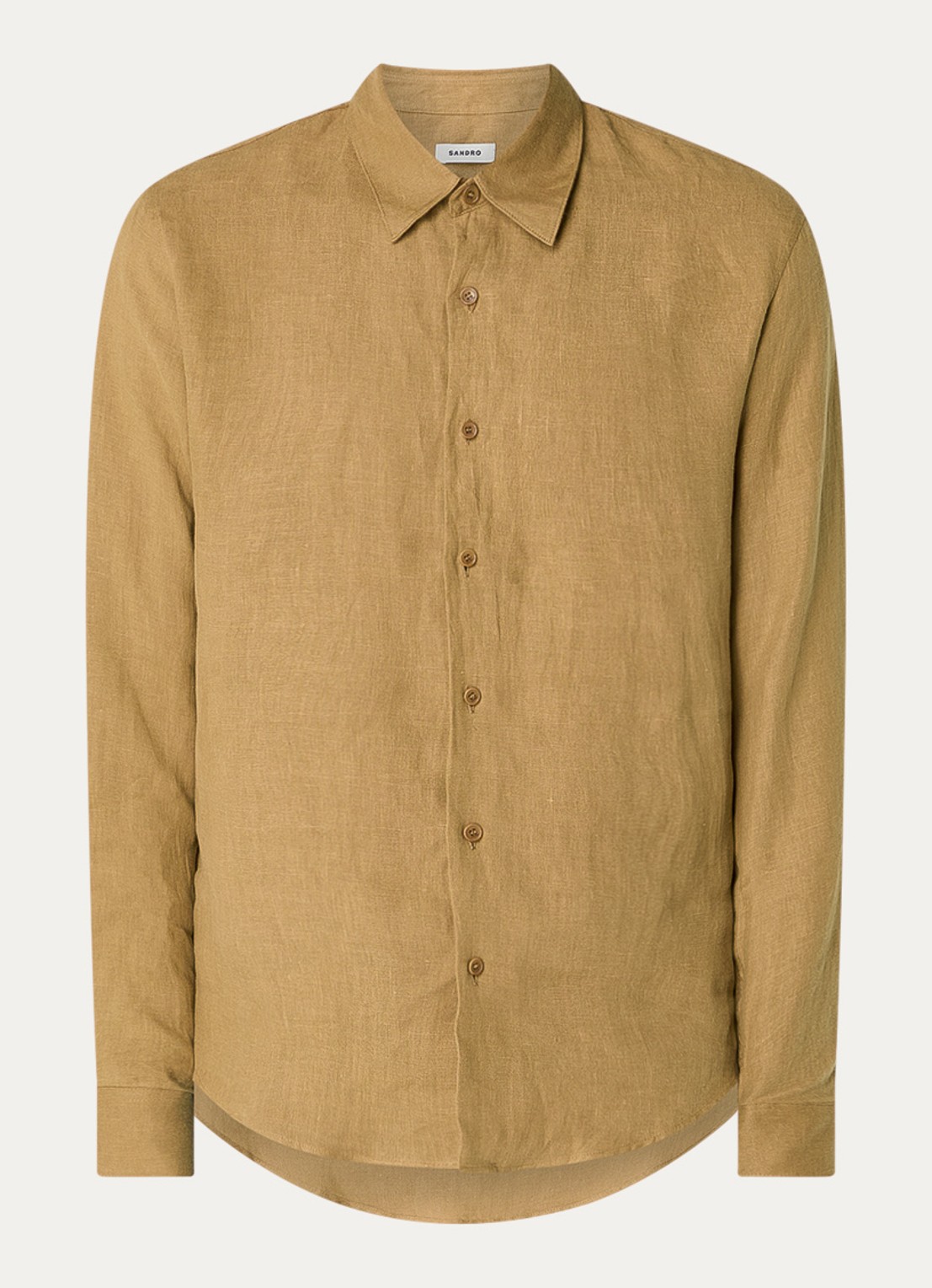 Sandro Regular fit overhemd van linnen - voorkant 2 camel