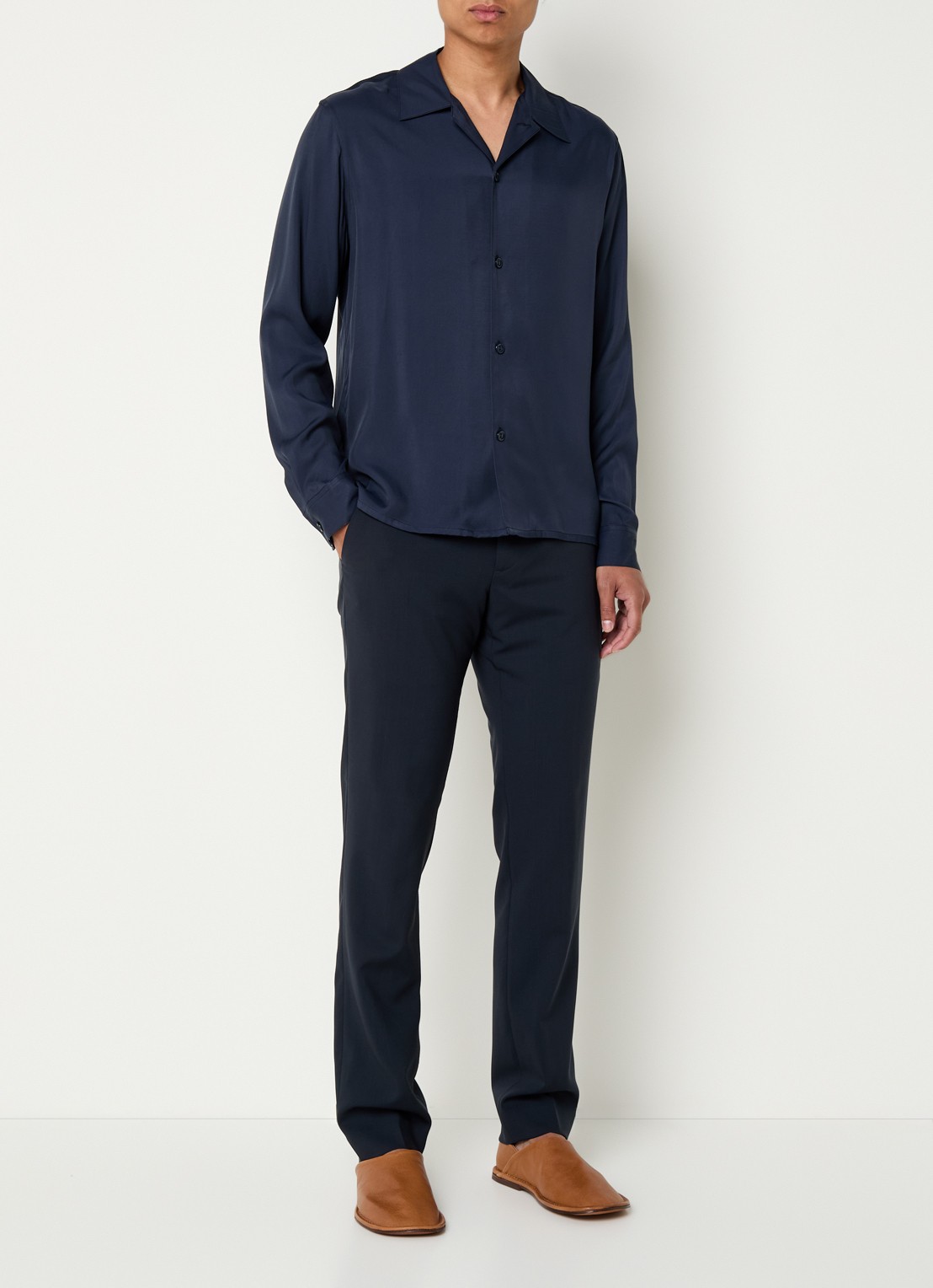 Sandro Regular fit overhemd  - voorkant 3 donkerblauw