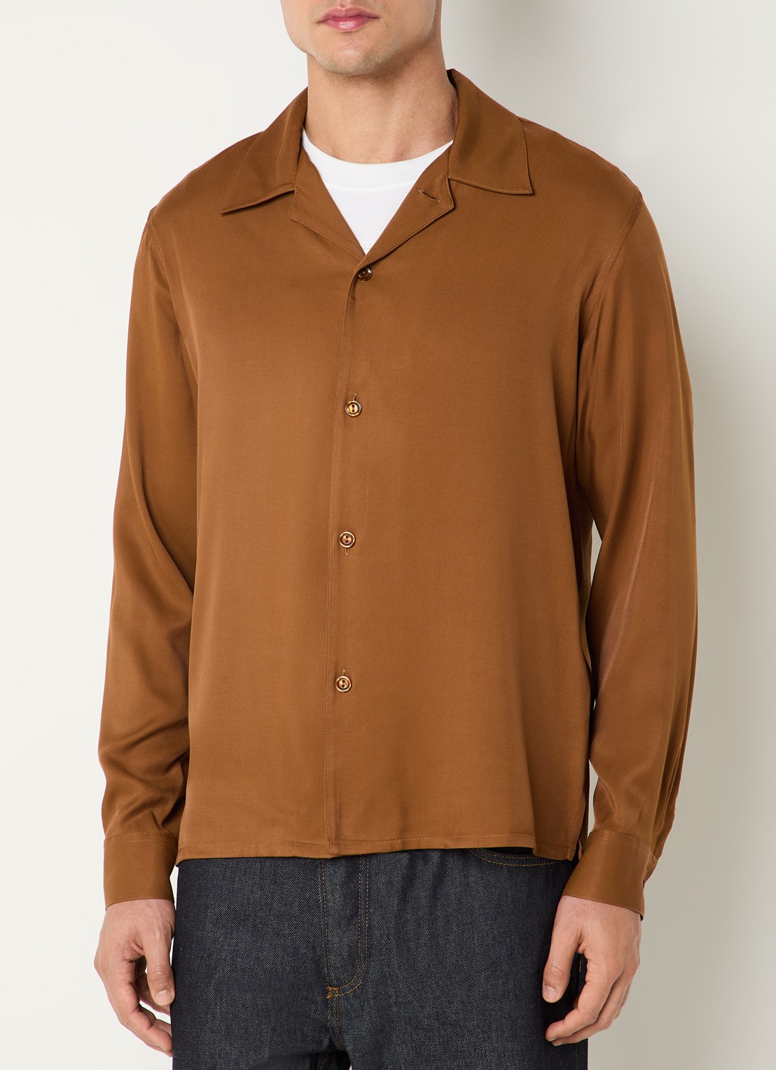 Sandro Regular fit overhemd  - detail 4 cognac