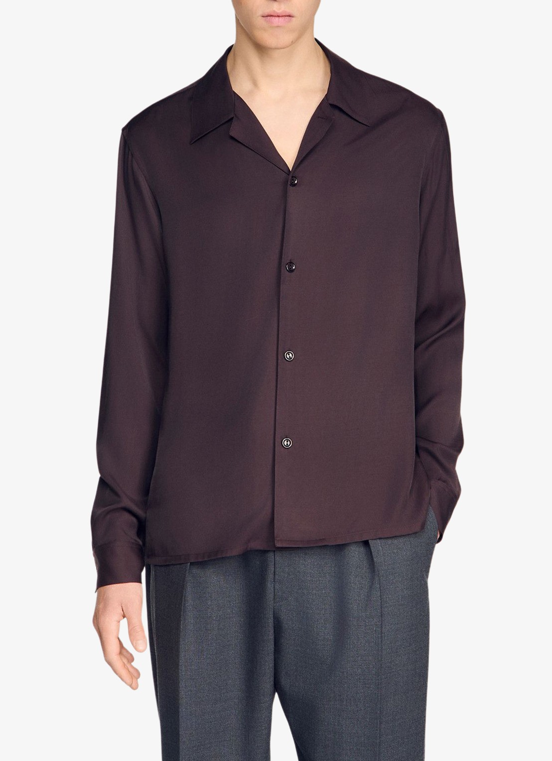 Sandro Regular fit overhemd  - detail 4 chocolate / bruin
