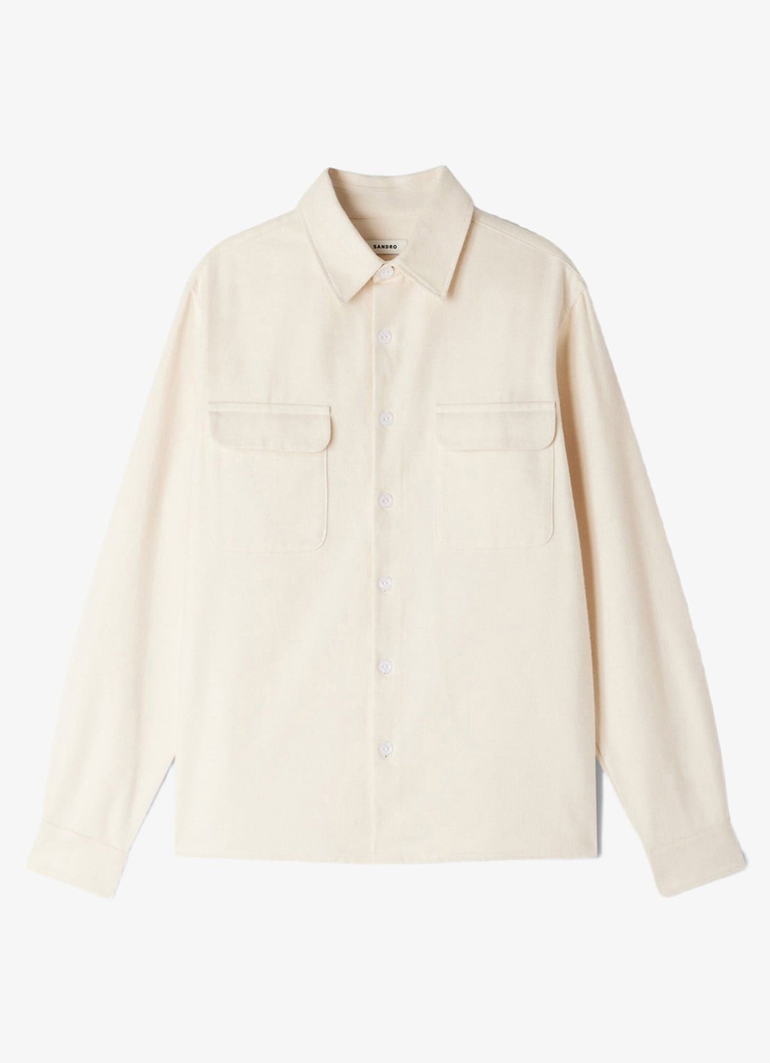 Sandro Regular fit overshirt met borstzak - voorkant 5 ivoor