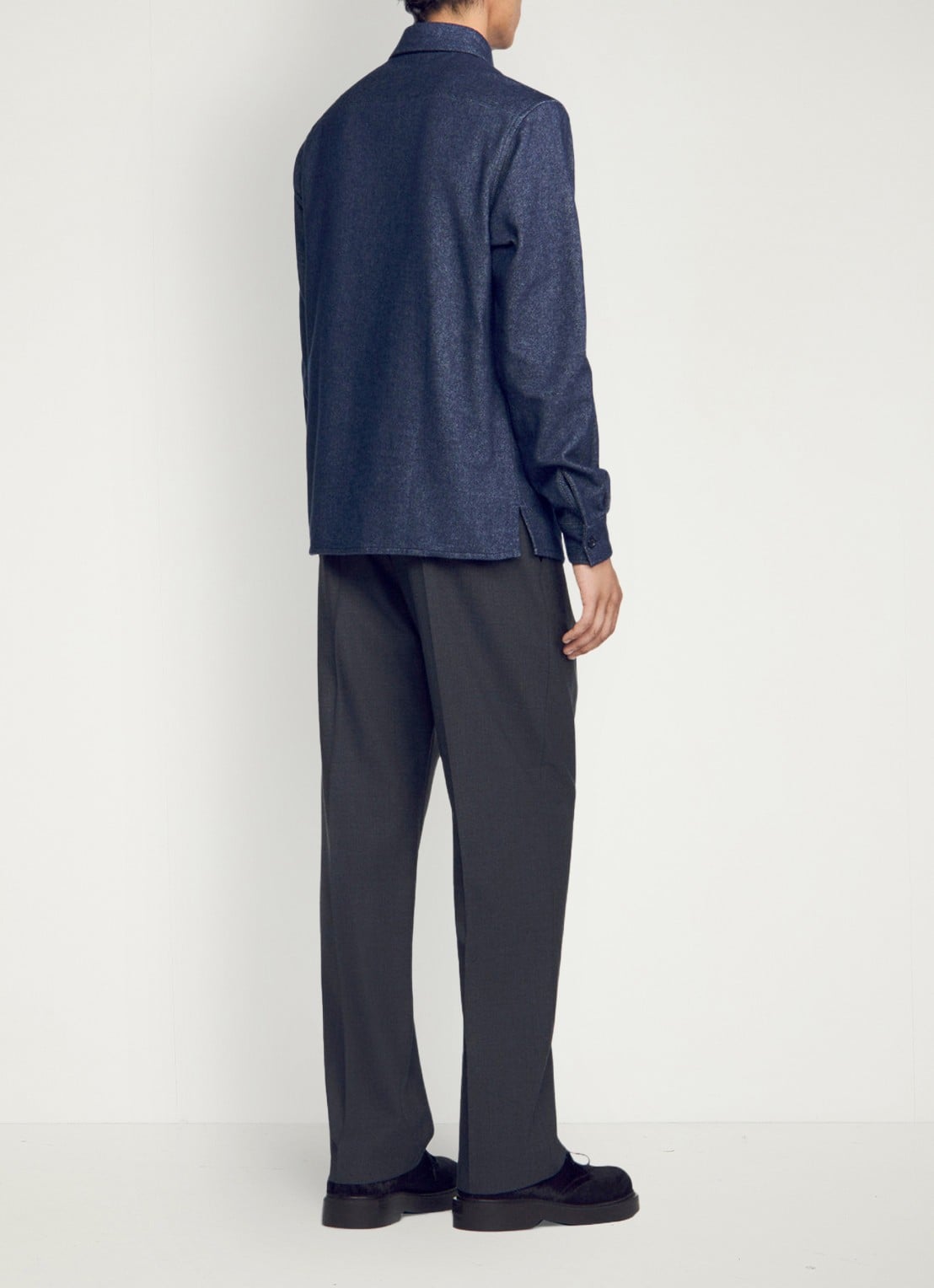 Sandro Regular fit overshirt met borstzak - achterkant 6 blauw
