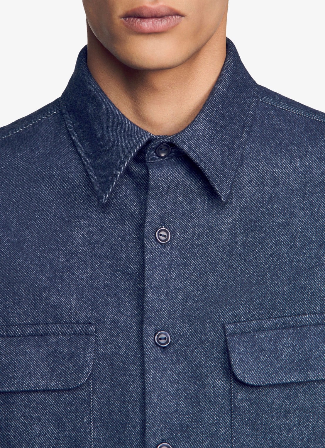 Sandro Regular fit overshirt met borstzak - detail 4 blauw