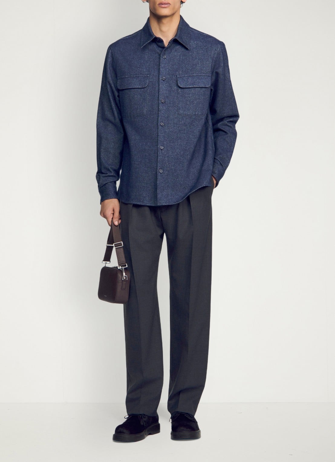 Sandro Regular fit overshirt met borstzak - detail 5 blauw