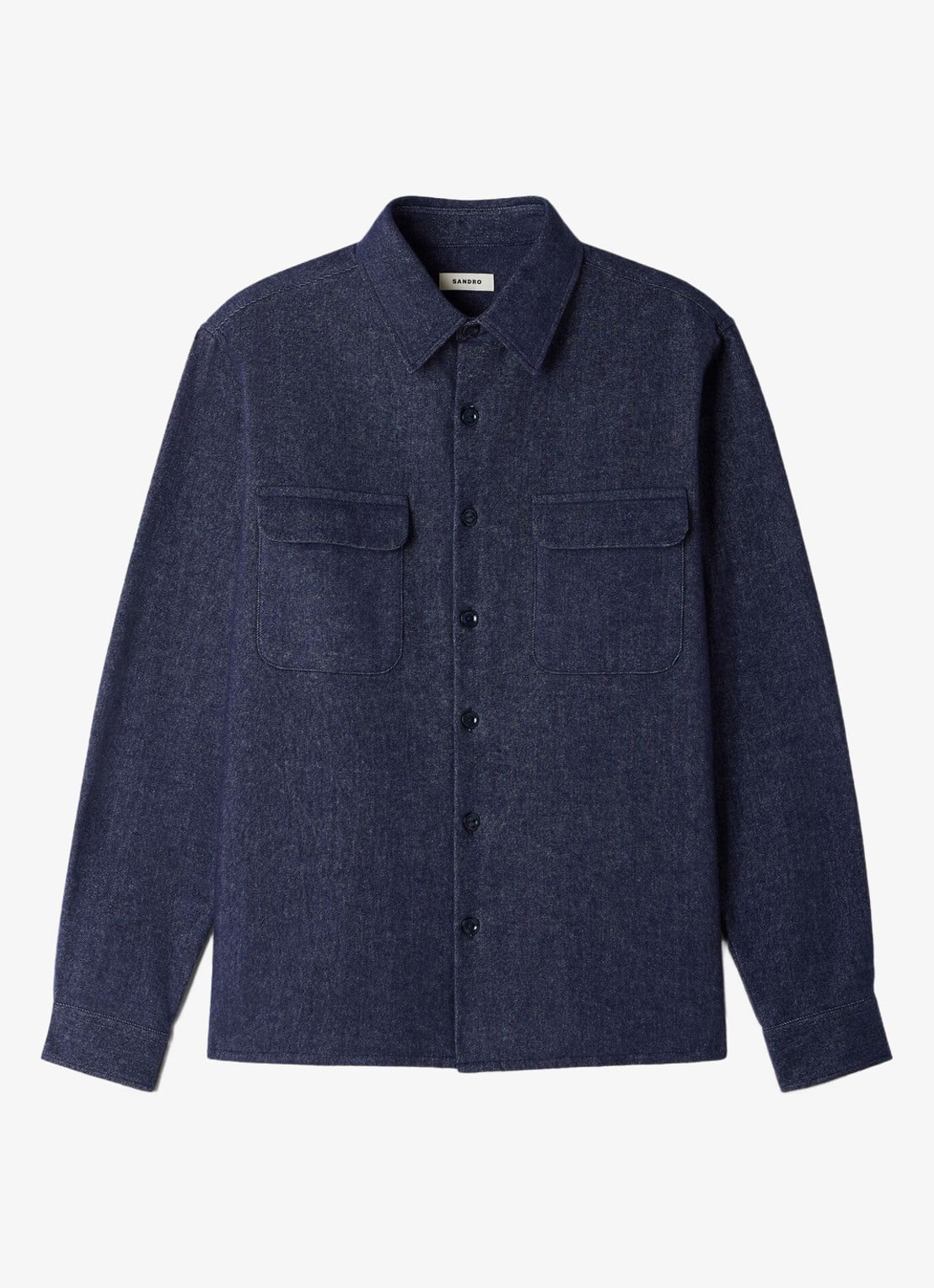Sandro Regular fit overshirt met borstzak - voorkant blauw
