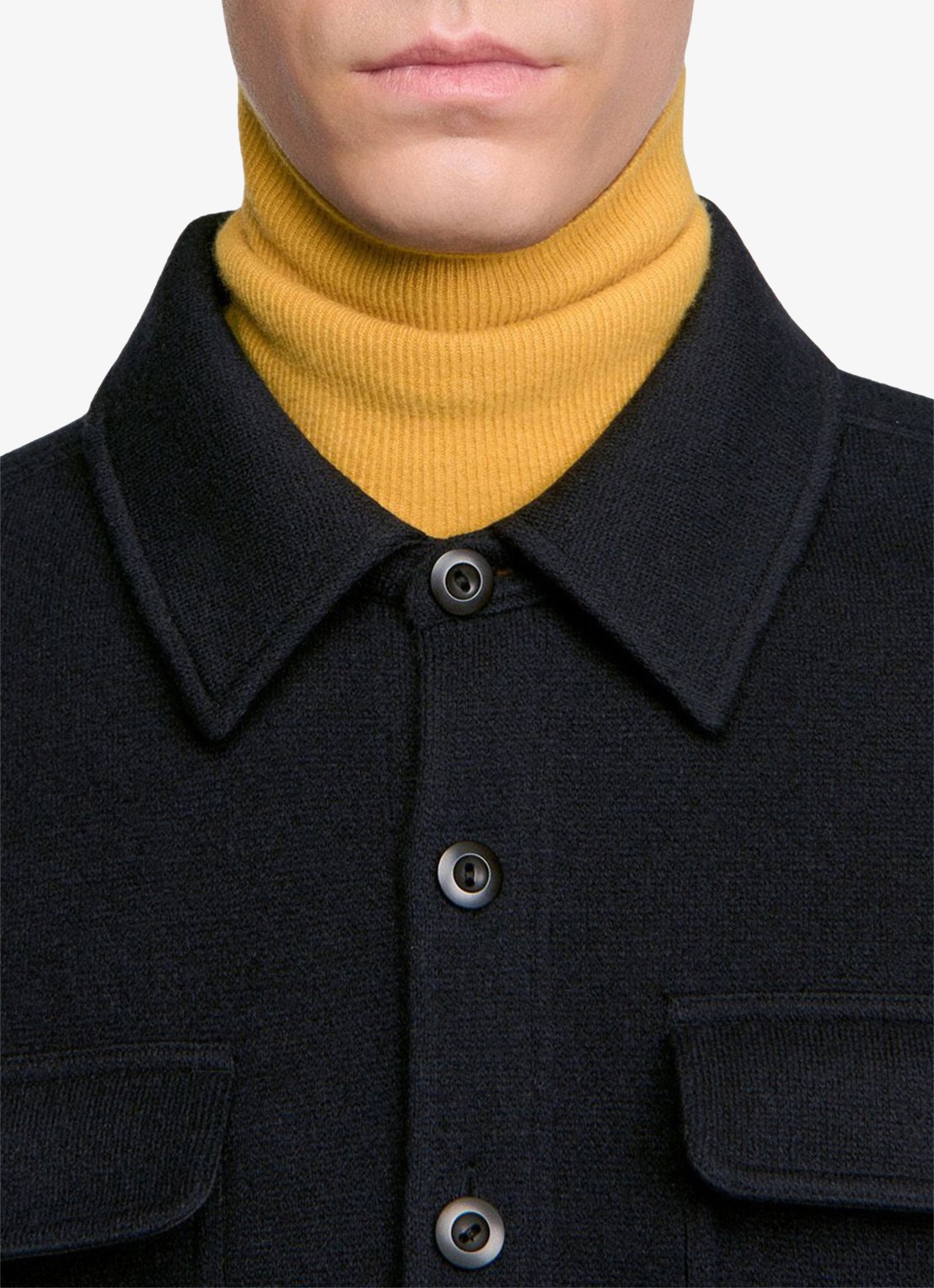 Sandro Regular fit overshirt van wol - detail 4 donkerblauw