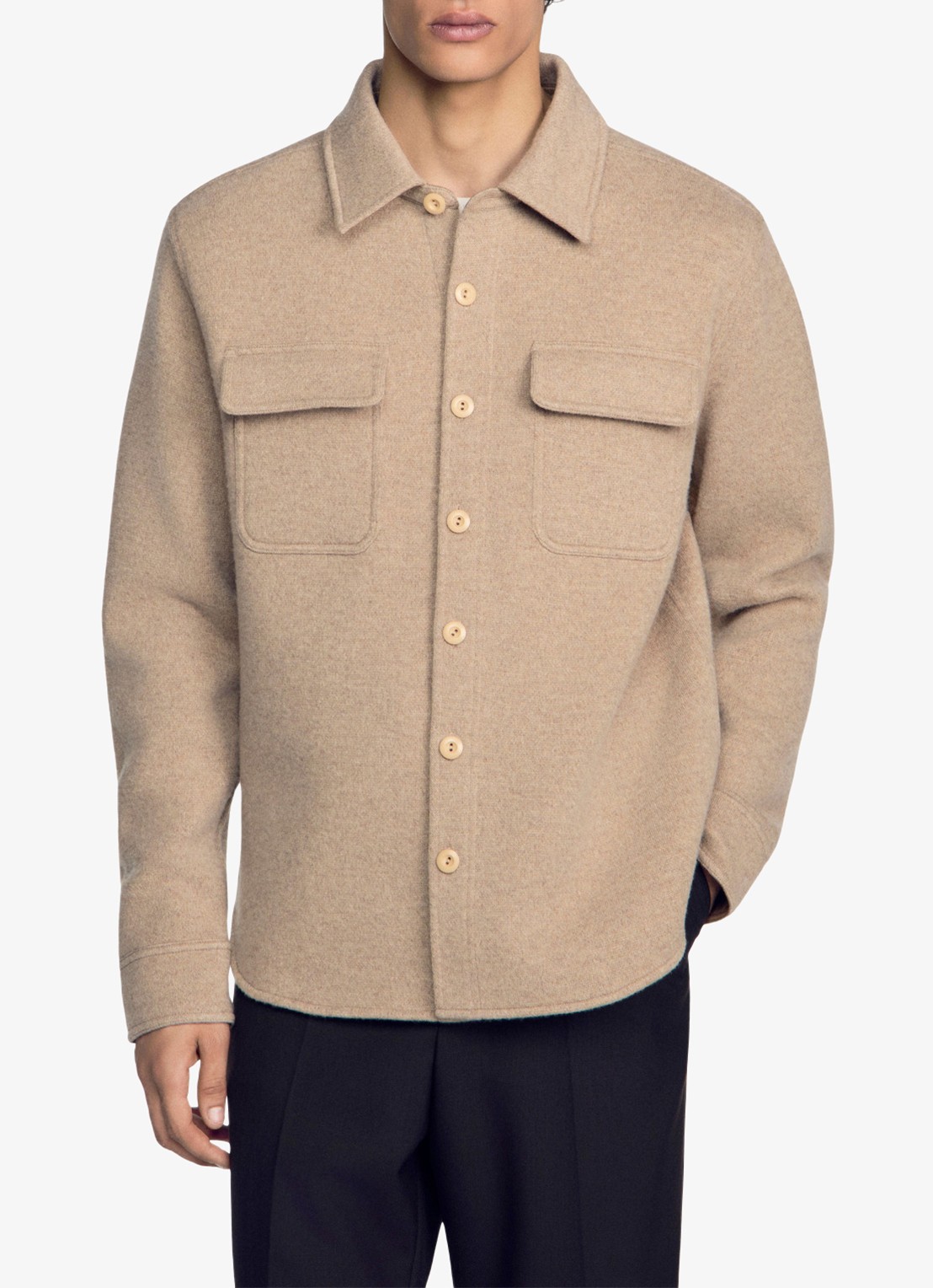 Sandro Regular fit overshirt van wol - detail 2 beige