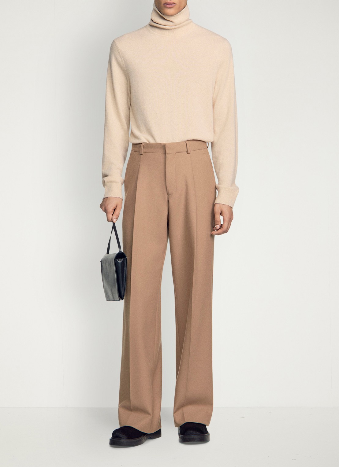 Sandro Regular fit pantalon van wol met steekzakken - detail 3 camel