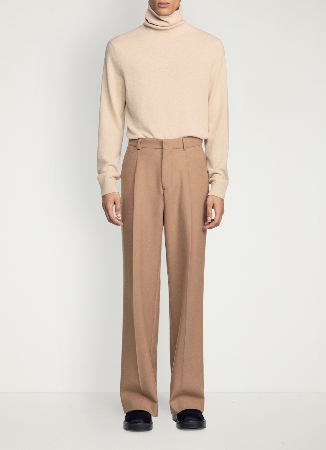 Sandro Regular fit pantalon van wol met steekzakken - voorkant 2 camel