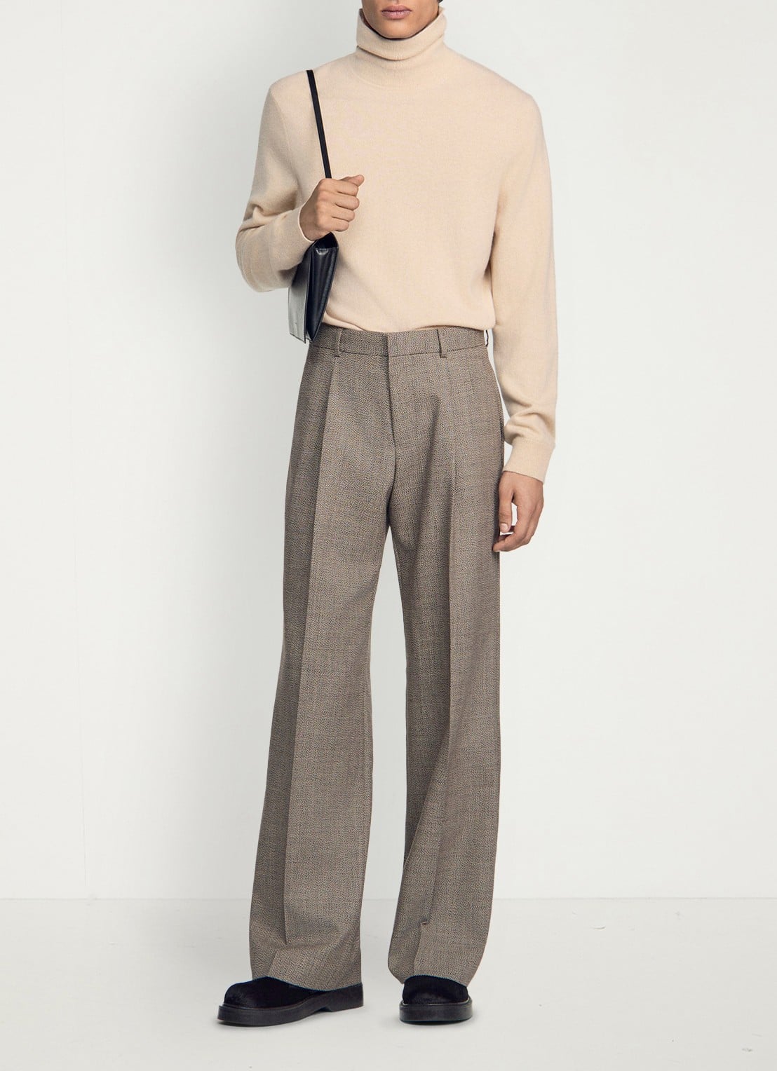 Sandro Regular fit pantalon van wol met steekzakken - detail 4 brown / bruin