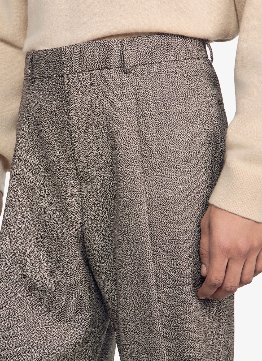 Sandro Regular fit pantalon van wol met steekzakken - detail 5 brown / bruin