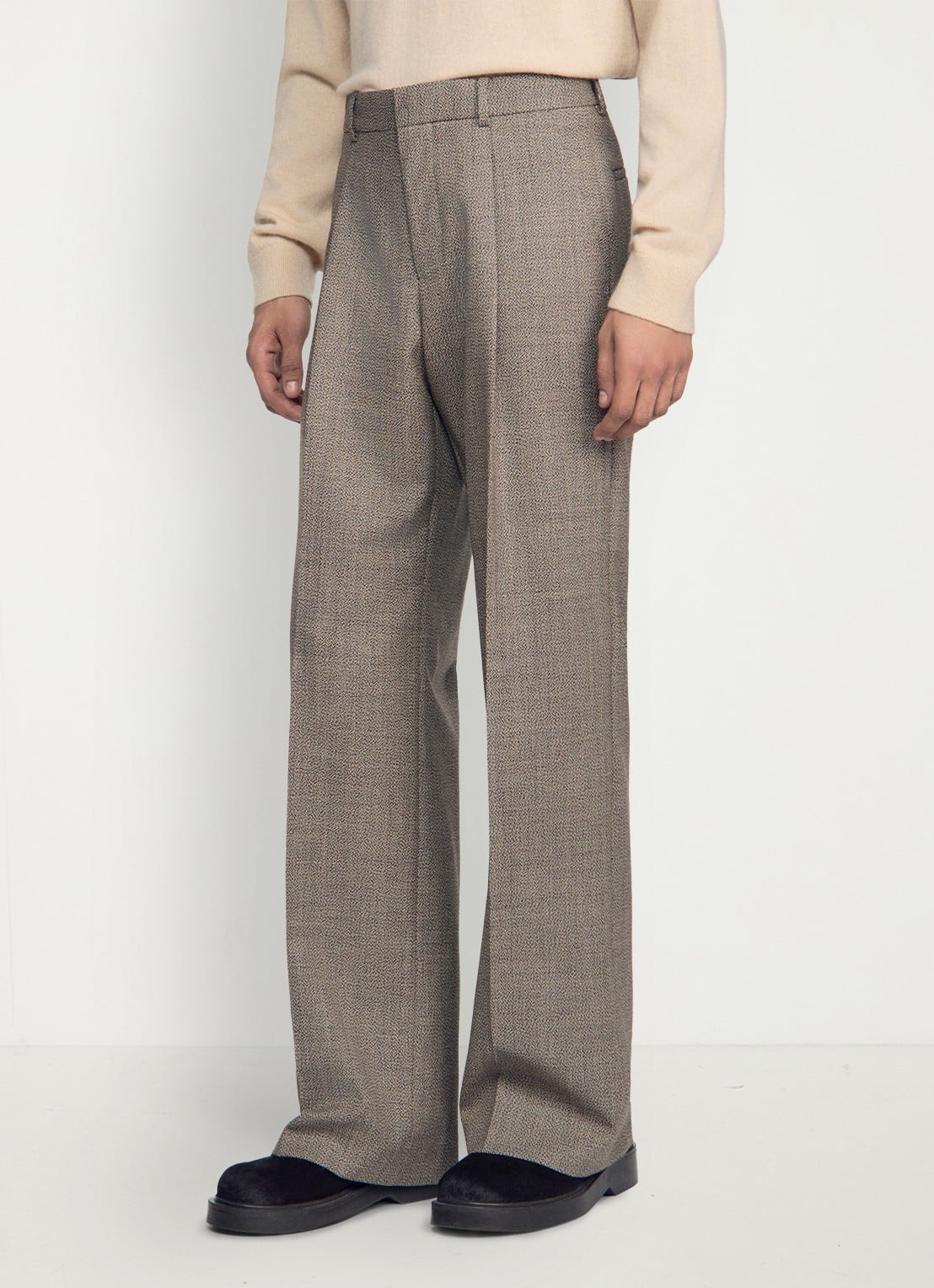 Sandro Regular fit pantalon van wol met steekzakken - detail 6 brown / bruin