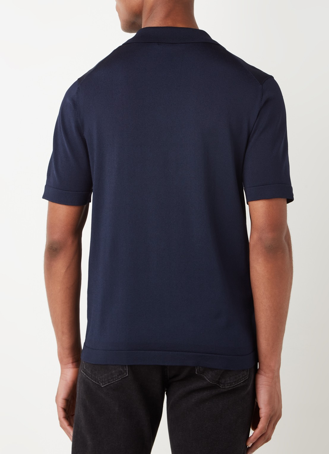 Sandro Regular fit polo met halve rits  - achterkant 2 donkerblauw