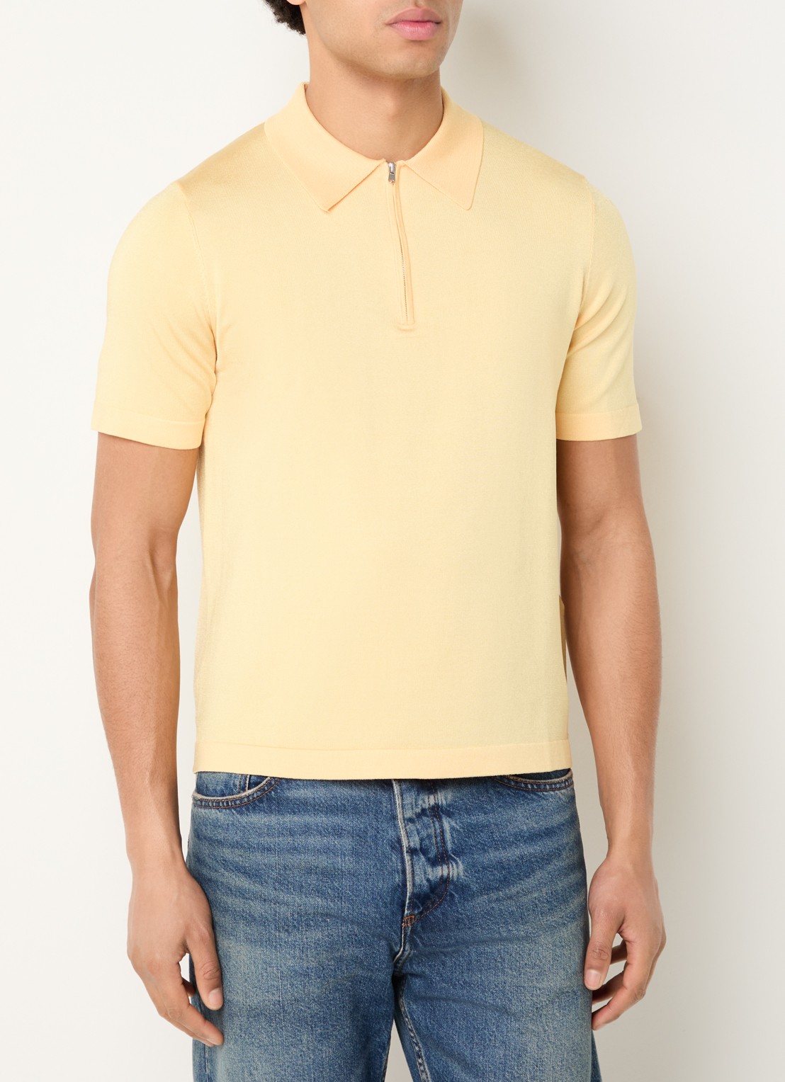 Sandro Regular fit polo met halve rits  - detail 4 geel