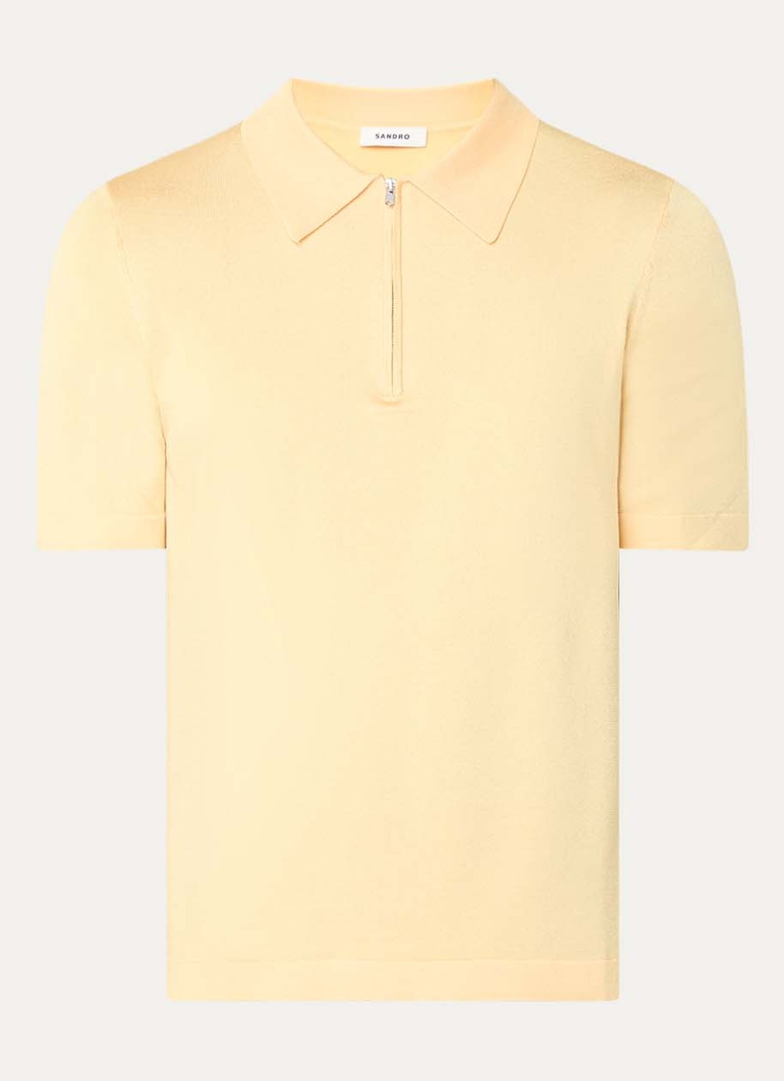 Sandro Regular fit polo met halve rits  - voorkant 2 geel