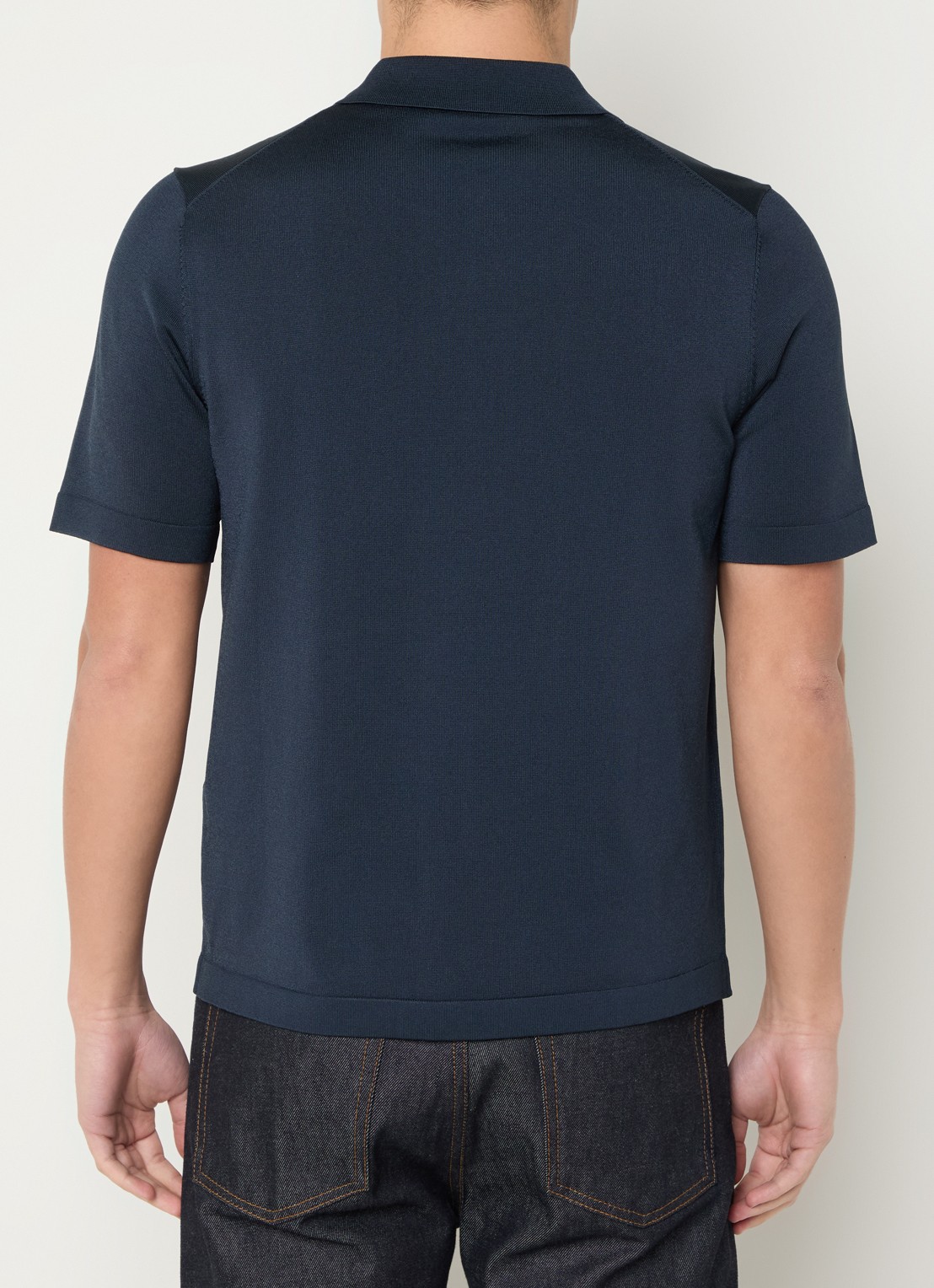 Sandro Regular fit polo met halve rits  - achterkant kobaltblauw