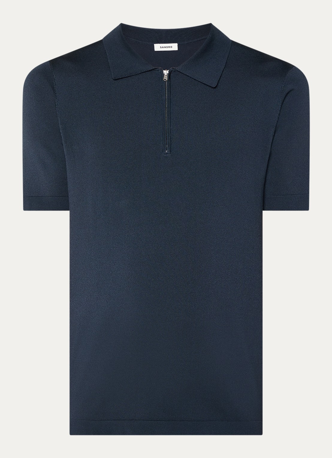 Sandro Regular fit polo met halve rits  - voorkant 2 kobaltblauw