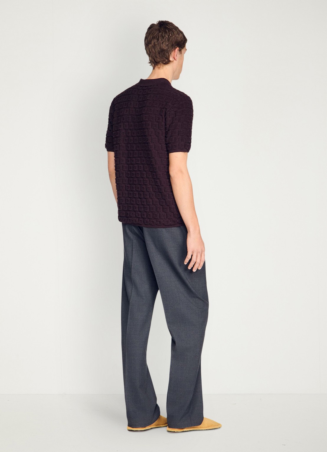 Sandro Regular fit polo met ingebreid patroon - achterkant 3 chocolate / bruin