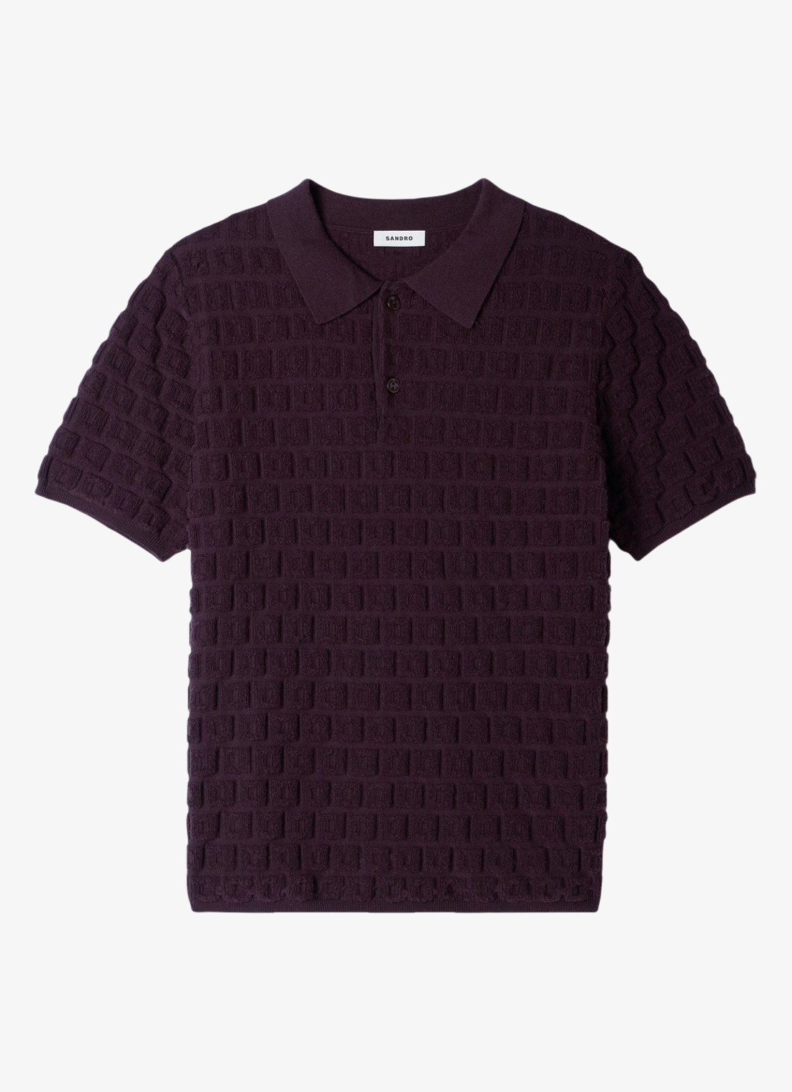 Sandro Regular fit polo met ingebreid patroon - voorkant chocolate / bruin