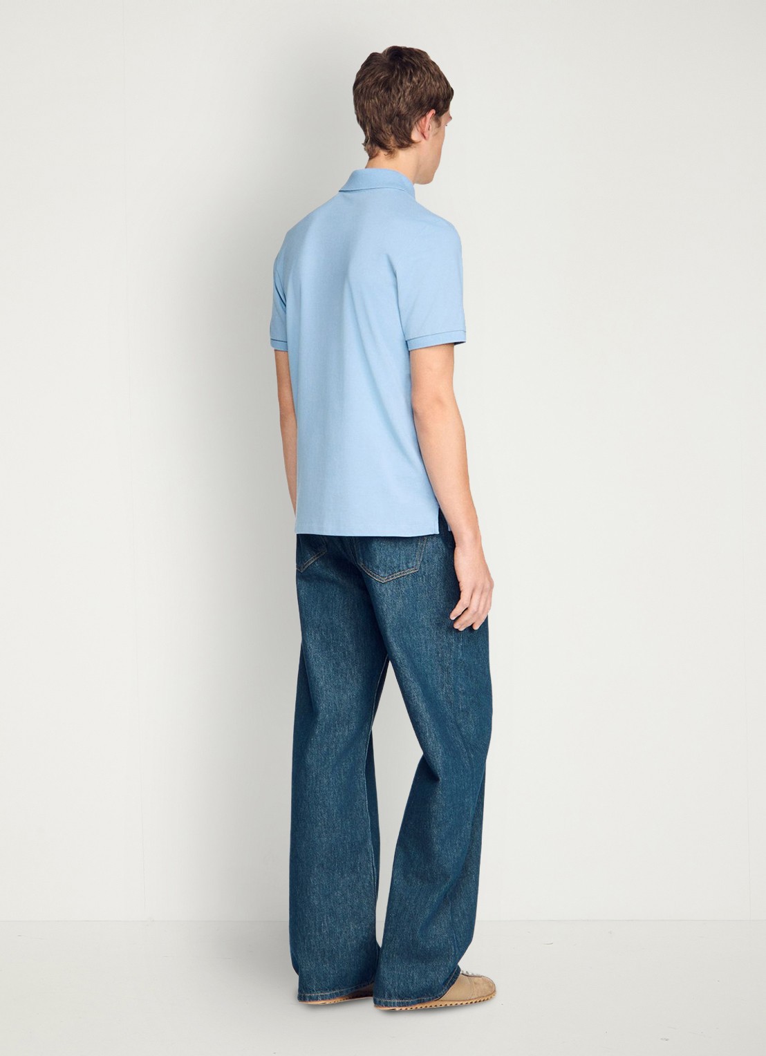 Sandro Regular fit polo met logoborduring - achterkant lichtblauw