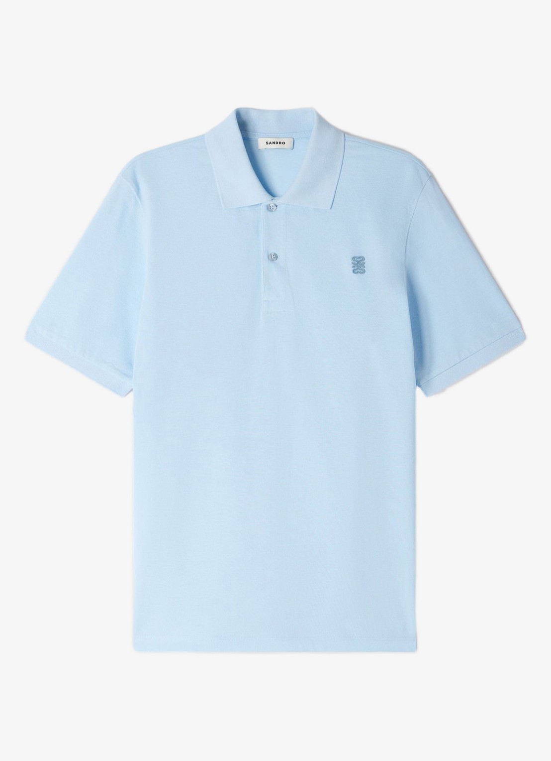 Sandro Regular fit polo met logoborduring - voorkant 6 lichtblauw