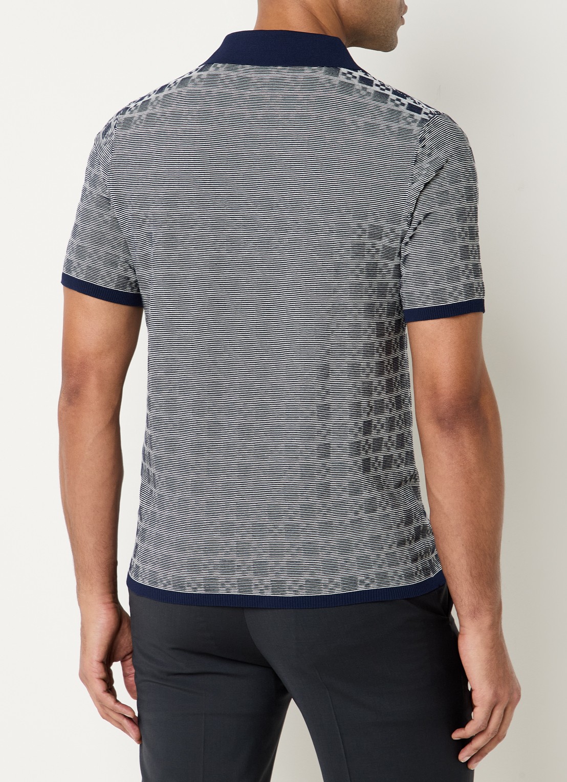 Sandro Regular fit polo met ribstructuur en logoborduring - achterkant 3 donkerblauw