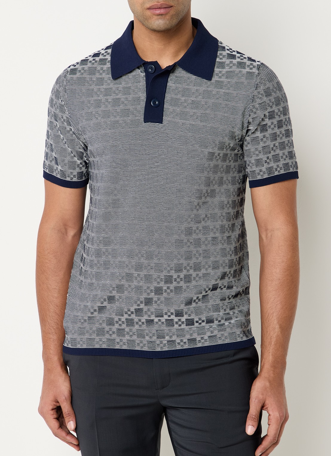 Sandro Regular fit polo met ribstructuur en logoborduring - detail donkerblauw