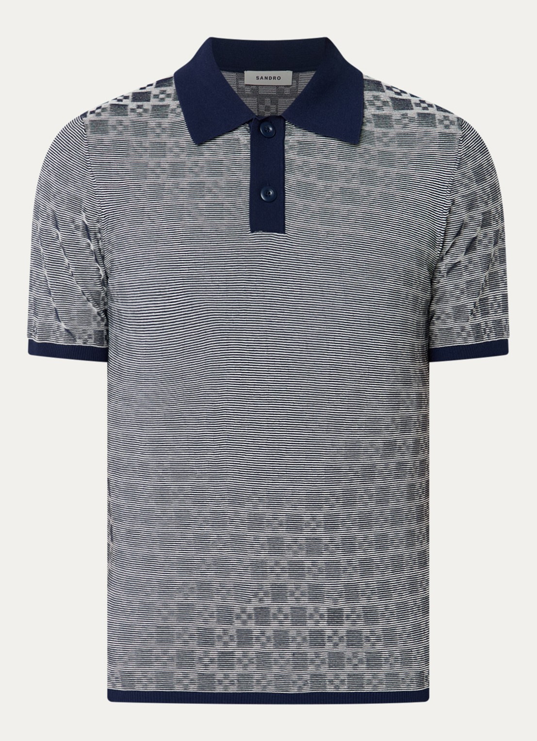 Sandro Regular fit polo met ribstructuur en logoborduring - voorkant 4 donkerblauw
