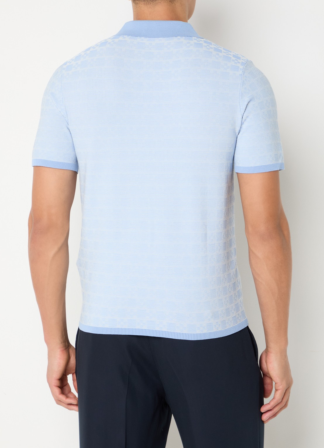 Sandro Regular fit polo met ribstructuur en logoborduring - achterkant lichtblauw
