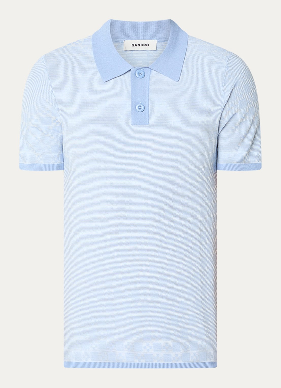 Sandro Regular fit polo met ribstructuur en logoborduring - voorkant 2 lichtblauw