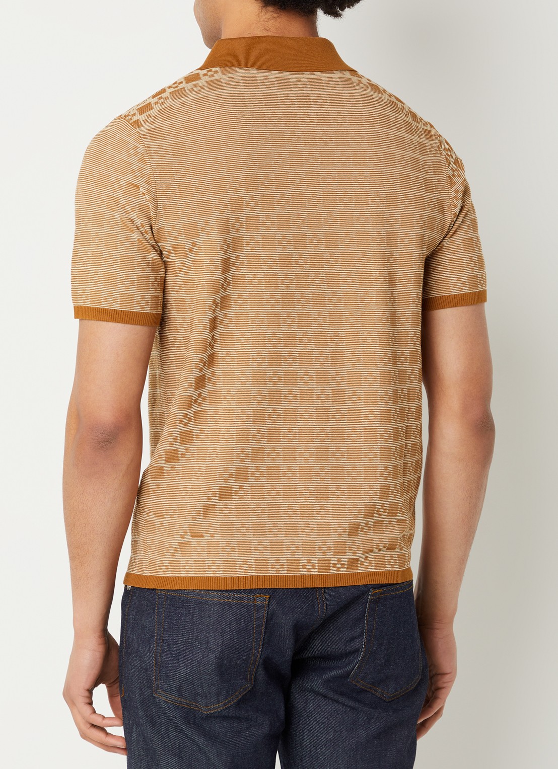 Sandro Regular fit polo met ribstructuur en logoborduring - achterkant camel
