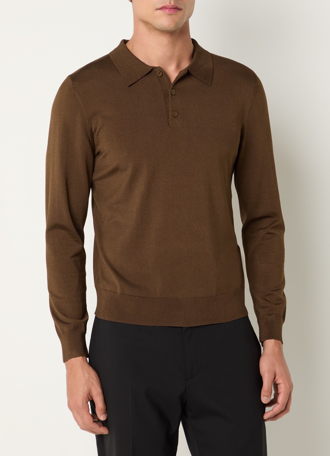Sandro Regular fit polo met stretch - detail 4 bruin