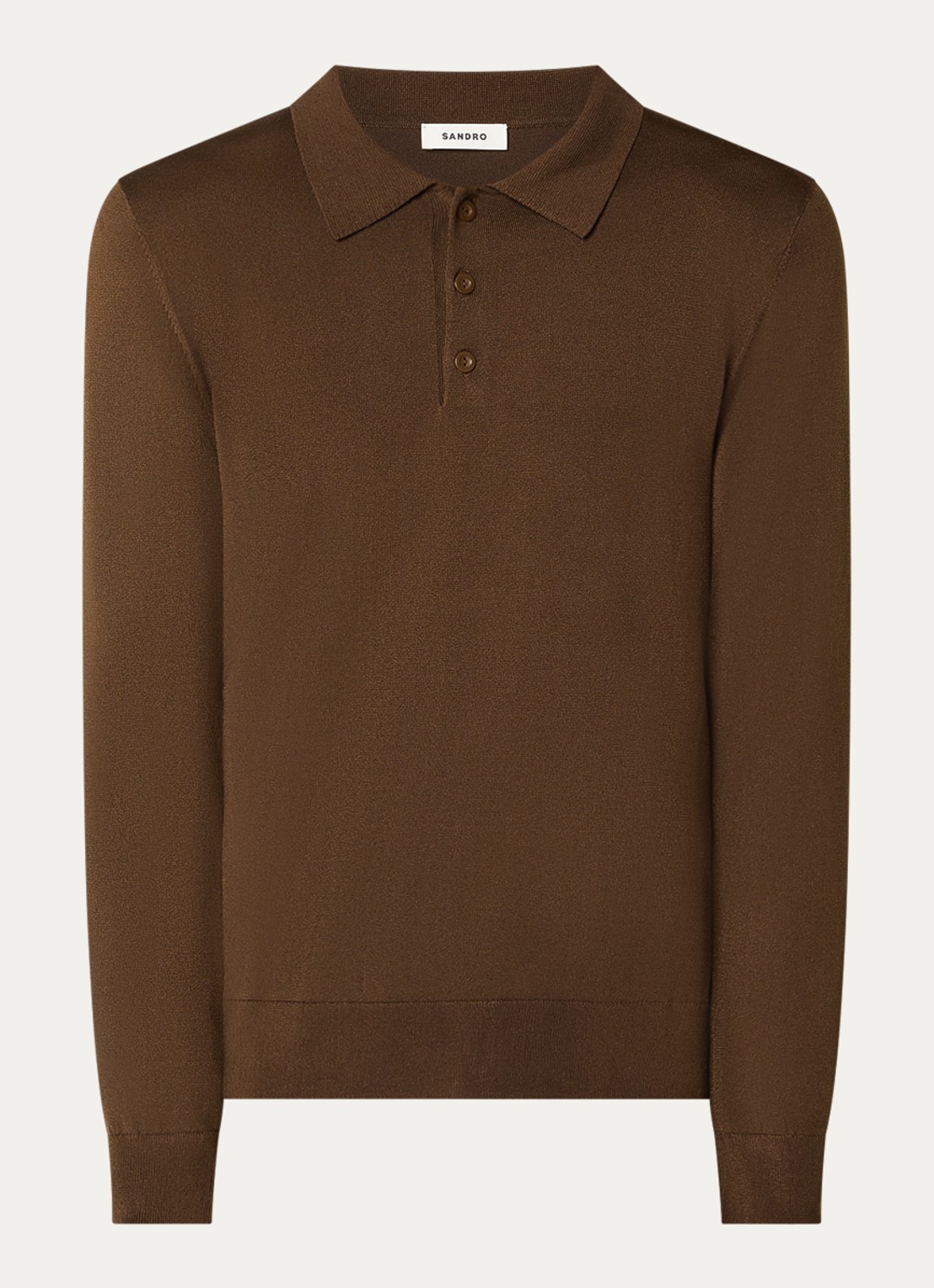 Sandro Regular fit polo met stretch - voorkant 2 bruin