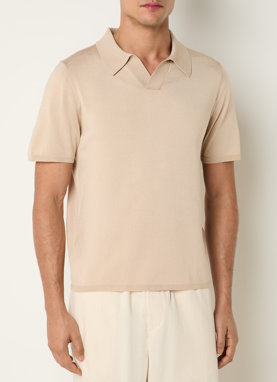 Sandro Regular fit polo met stretch - detail beige